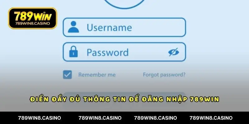 Điền đầy đủ thông tin để đăng nhập 789WIN